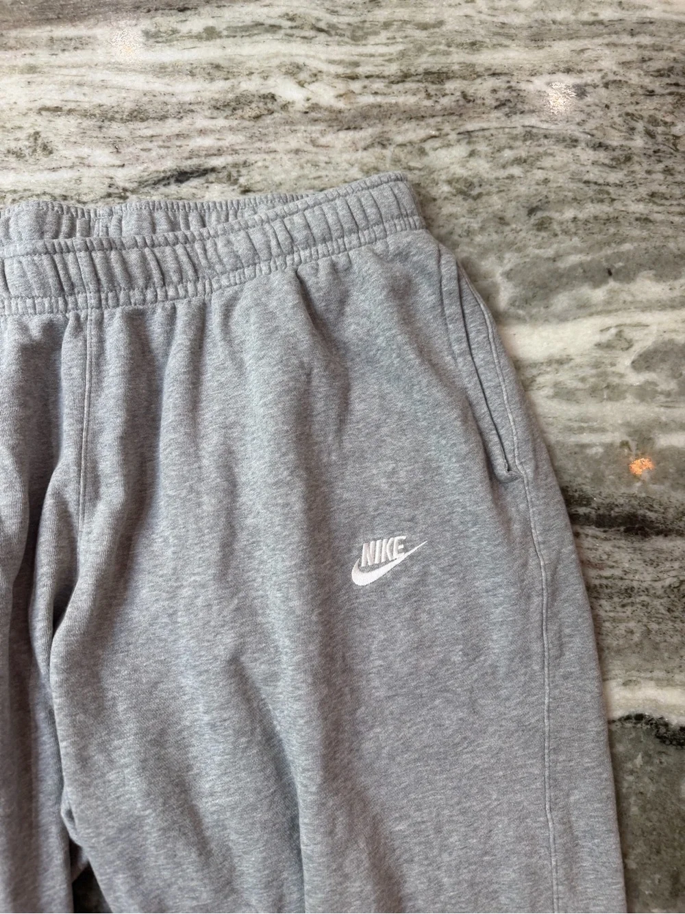Nike Grey Men's Fleece Joggers Sweatpants with Embroidered Logo
